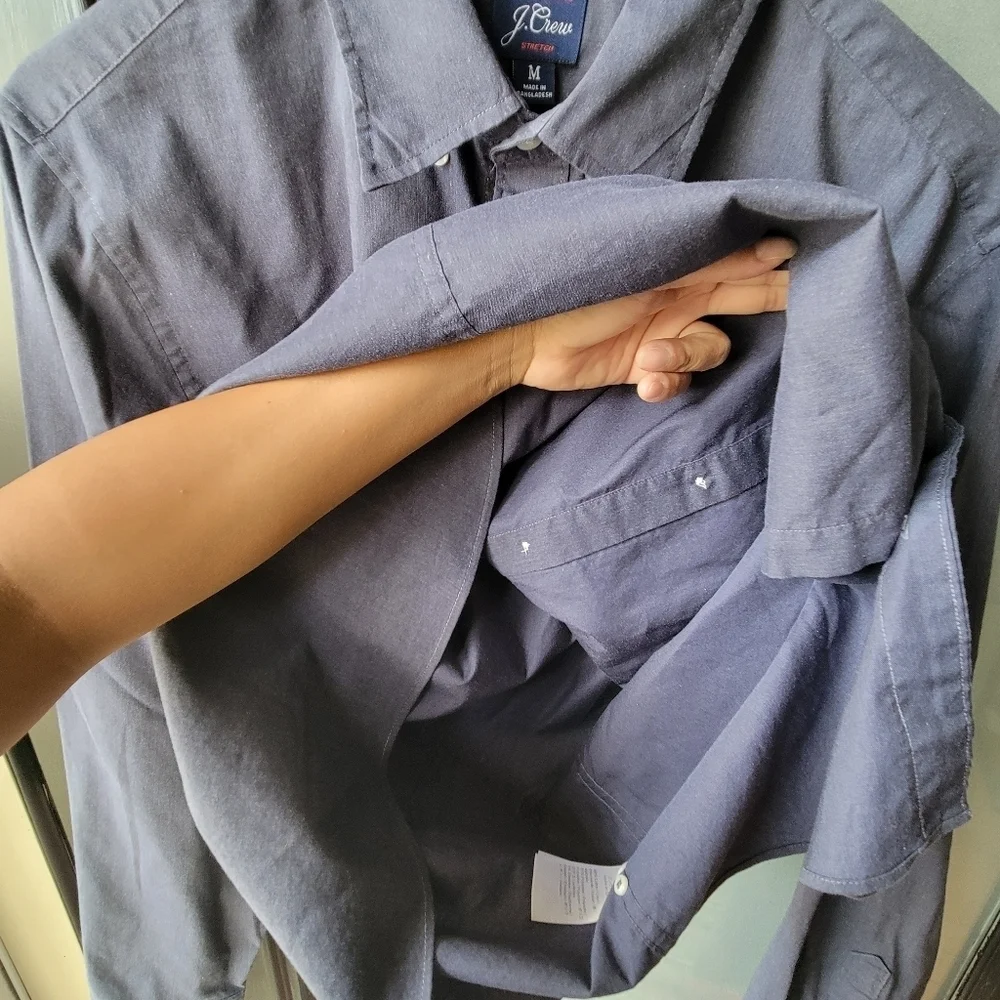 J. Crew Performance Stretch Twill Button Down Men's Shirt True Navy Heather Med